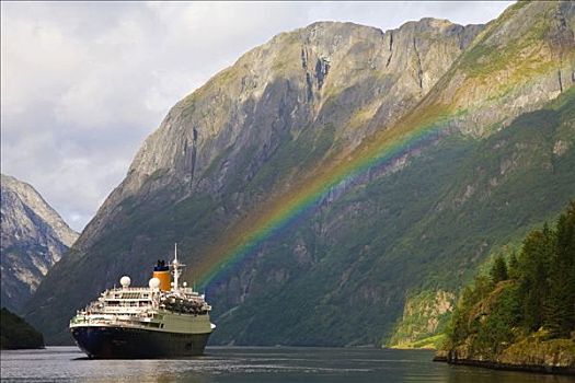 游船,彩虹,挪威,欧洲