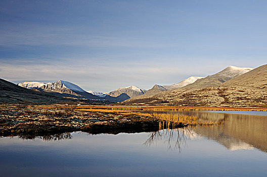 湖,山景,国家公园,挪威,欧洲