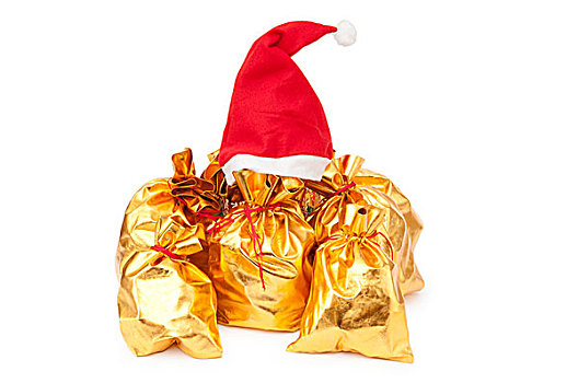 金色,袋,圣诞帽