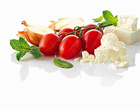 西红柿茎,洋葱,羊乳酪