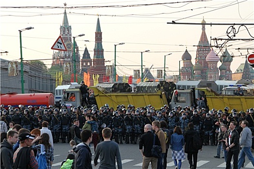 警察,靠近,克里姆林宫,俄罗斯,对立,选举,五月,莫斯科