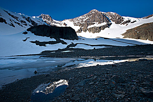 景色,冰柱,顶峰,楚加奇州立公园,阿拉斯加,初夏