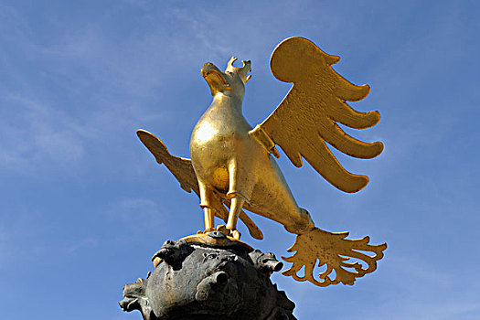 金鹰,雕塑,市场,喷泉,戈斯拉尔,地区,哈尔茨山,下萨克森,德国