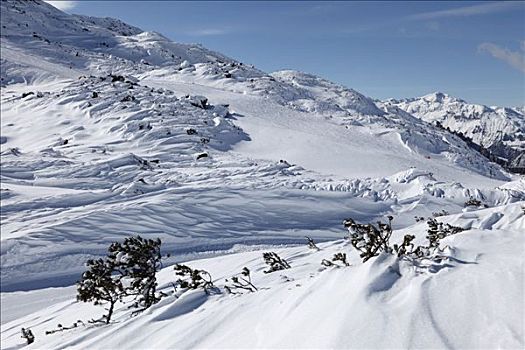 冬季风景,靠近,希尔弗莱塔,山脉,山谷,提洛尔,奥地利