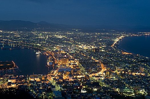 夜景,山,函馆