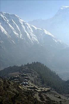 风景,乡村,模糊,冰冠,山峦,山谷,安娜普纳地区,尼泊尔