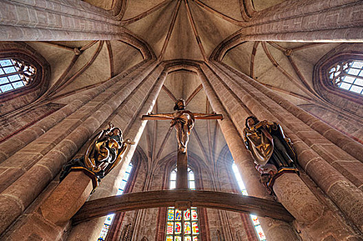 耶稣十字架,教堂,纽伦堡,中间,弗兰克尼亚,巴伐利亚,德国,欧洲