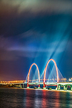 杭州之江大桥夜景全景