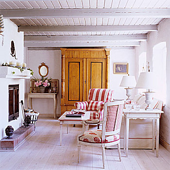 客厅,壁炉,19世纪,德国,房子,装饰,斯堪的纳维亚,风格