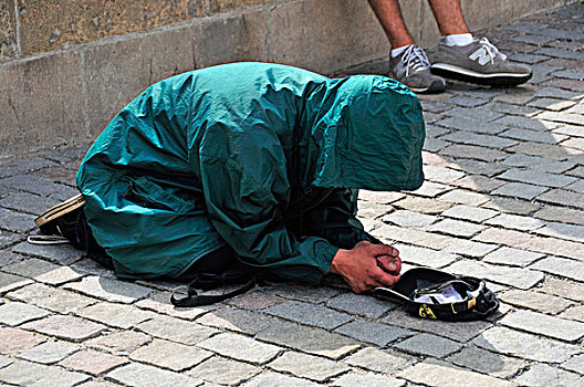 乞丐,老城,布拉格,波希米亚,捷克共和国,欧洲