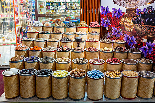 阿联酋迪拜迪拜香料市场上的香料摊