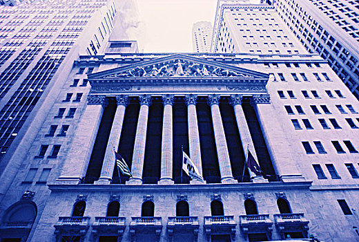 仰视,证券交易所,纽约股票交易所,纽约,美国
