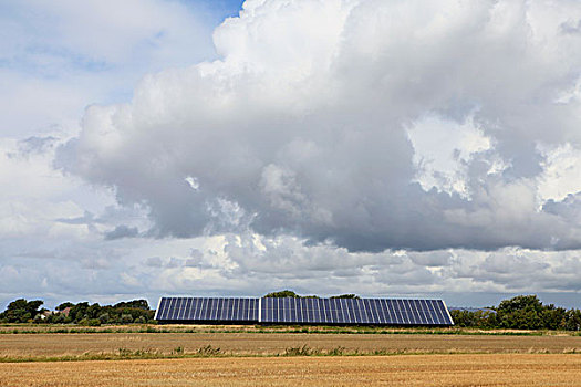 太阳能电池板,地点,阴天