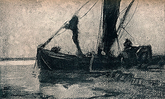 装载,驳船,19世纪,世纪,艺术家
