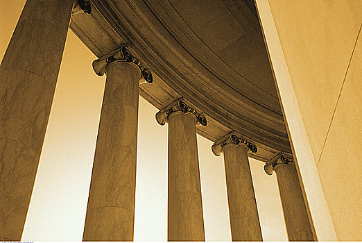 仰视,柱子,天花板,杰佛逊纪念馆,华盛顿,美国