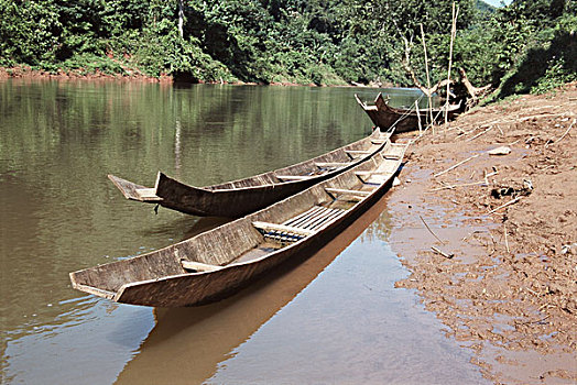 老挝,渔船,泰晤士河,大幅,尺寸