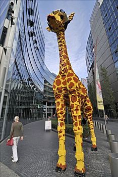 乐高玩具,长颈鹿,索尼中心,柏林,德国,欧洲
