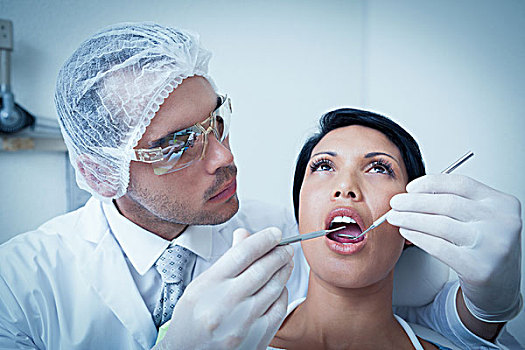 男性,牙医,检查,牙齿