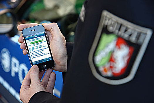 警察,北莱茵-威斯特伐利亚,权威,使用,应用,苹果手机,德国,欧洲