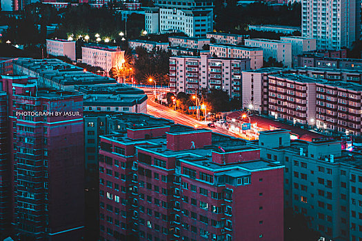 乌鲁木齐城市夜景日落