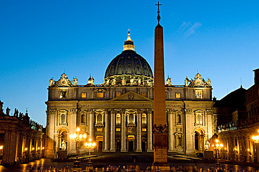 大教堂,夜晚,罗马,意大利,欧洲