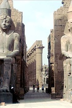 巨大,古埃及,雕塑,柱子,路克索神庙,埃及,艺术家,未知