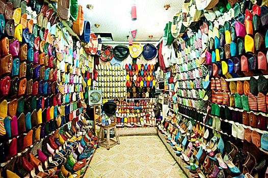 拖鞋,店,露天市场,市场,玛拉喀什,摩洛哥,北非,非洲