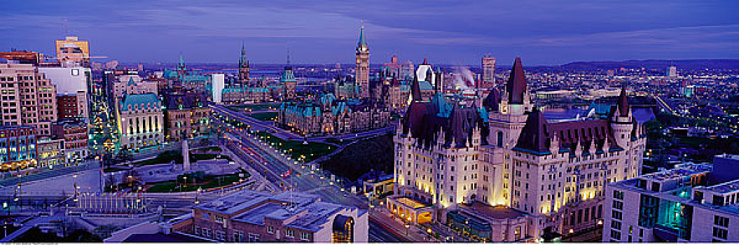 城市天际线,黄昏,渥太华,安大略省,加拿大