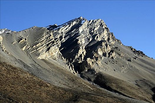 倾斜,山峰,安娜普纳地区,尼泊尔