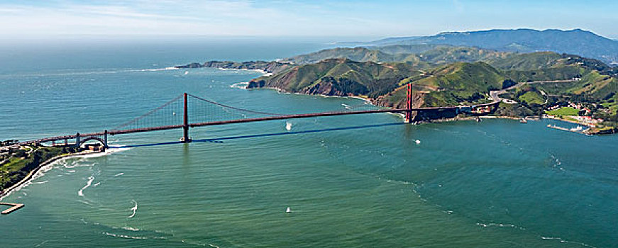 航拍,金门大桥,风景,太平洋,旧金山,旧金山湾,区域,加利福尼亚,美国,北美