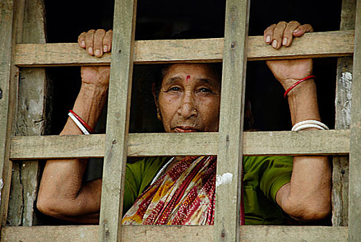 老太太,印度,孟加拉,四月,2008年