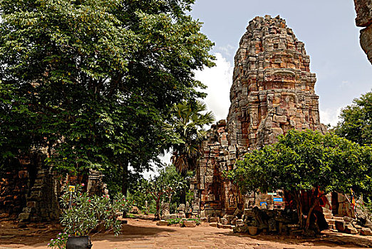 佛教寺庙,寺院,办案,塔,石头,马德望省,柬埔寨,东南亚,亚洲