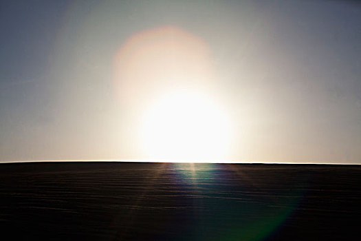 太阳,上方,沙丘,无人,风景,镜头眩光