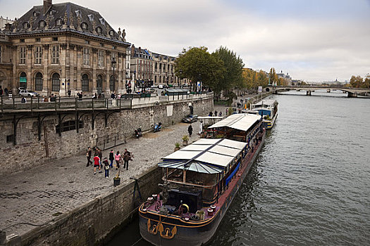 驳船,塞纳河,巴黎,法兰西岛,法国