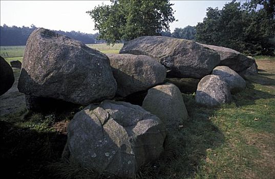 巨石,墓地,荷兰