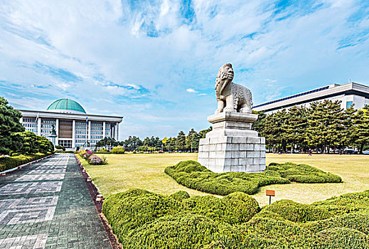 漂亮,花园,正面,议会,韩国