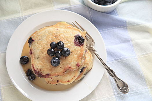 蓝莓,薄烤饼,早餐
