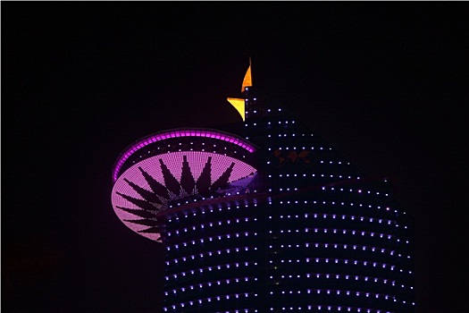 多哈,世界贸易中心,夜晚,卡塔尔,中东