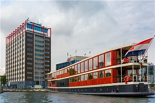 阿姆斯特丹,运河,船,现代建筑,荷兰