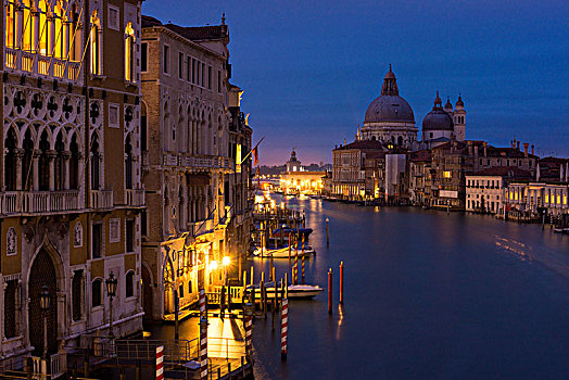 威尼斯,大运河,风景,桥,蓝色,钟点