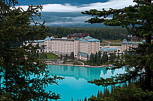 酒店,湖岸,城堡,路易斯湖,班芙国家公园,艾伯塔省,加拿大
