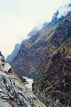 风景,虎跳峡,峡谷,丽江,区域,云南