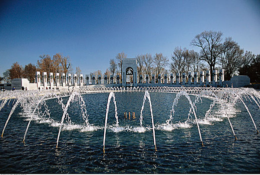 国家二战纪念碑,喷水池,华盛顿特区