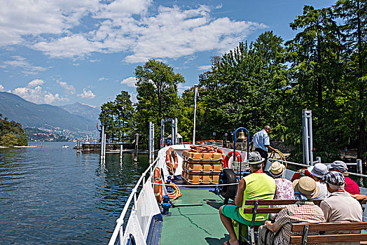 游船,岛屿,靠近,马焦雷湖,提契诺河,瑞士