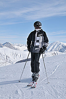 少男,滑雪,法国