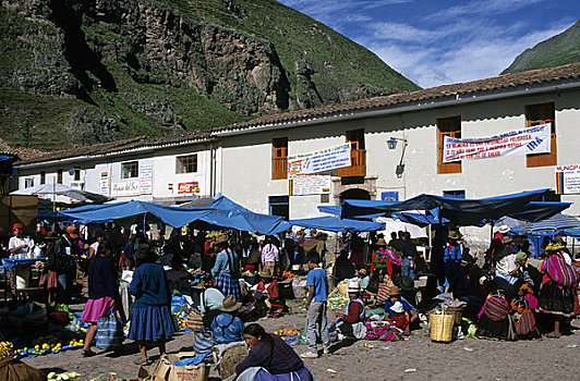 秘鲁,靠近,库斯科市,圣谷,市场