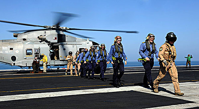 英国,水手,直升飞机,乘坐,美国军舰