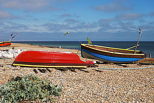 渔船,海滩,英格兰