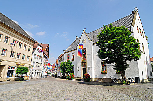 市政厅,市场,历史,中心,明斯特地区,区域,北莱茵威斯特伐利亚,德国,欧洲