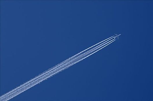 客机,飞行云,清晰,蓝天